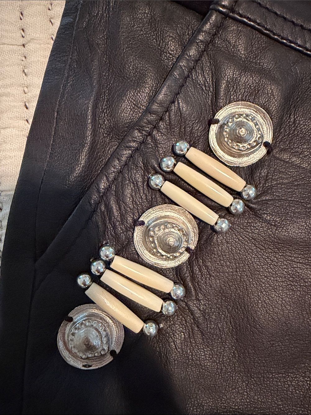 Nasty Gal Black Embellished High-Waist Faux Leather Shorts- lined for comfort! - Picture 4 of 5